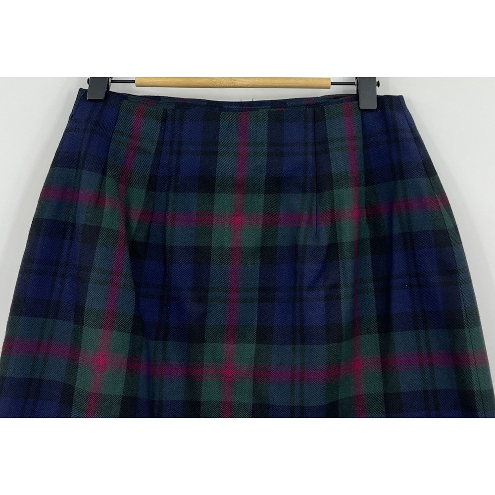 Vintage Chelsea Cambell Petites Lined Wool Mini Wrap Skirt Size 6 Plaid Academia - Picture 6 of 9